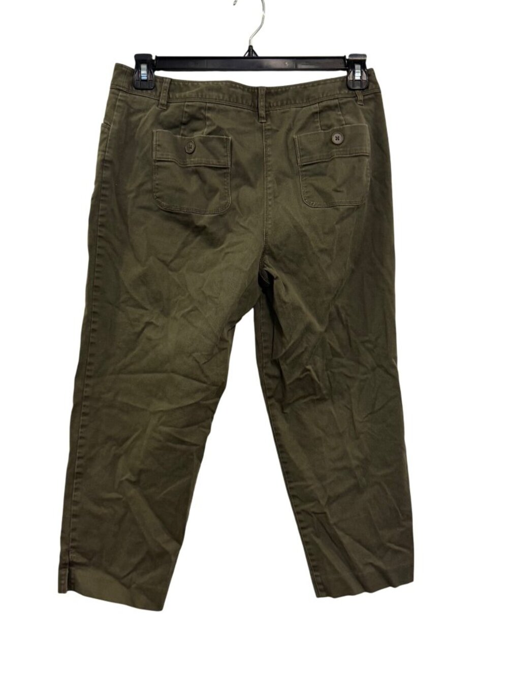 Ann Taylor Loft Womens Stretch Cropped Olive Pants Size 12 - Picture 2 of 7